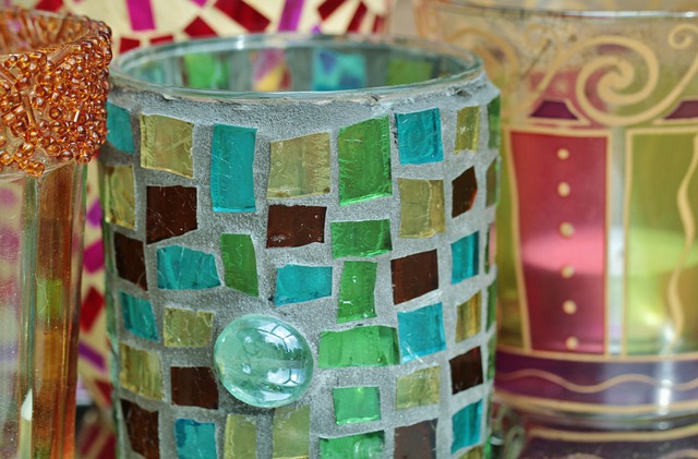 Image of grouted mosaic tea light